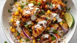 Street Corn Chicken Rice Bowl
